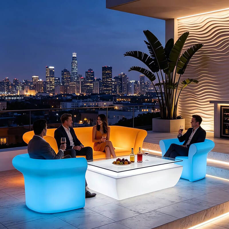 RGB Ambient Glowing Poolside Outdoor Furniture
