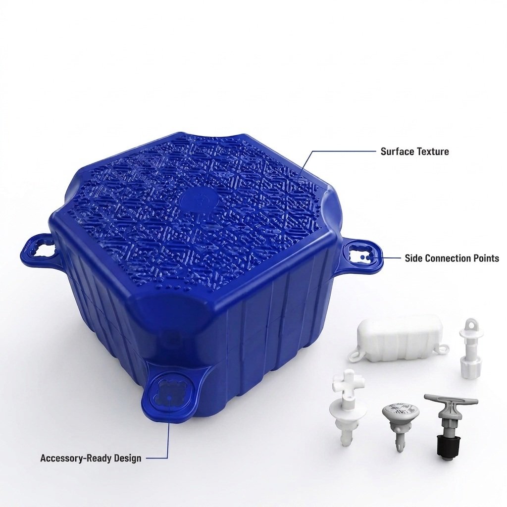 Interlocking lug of floating dock cube