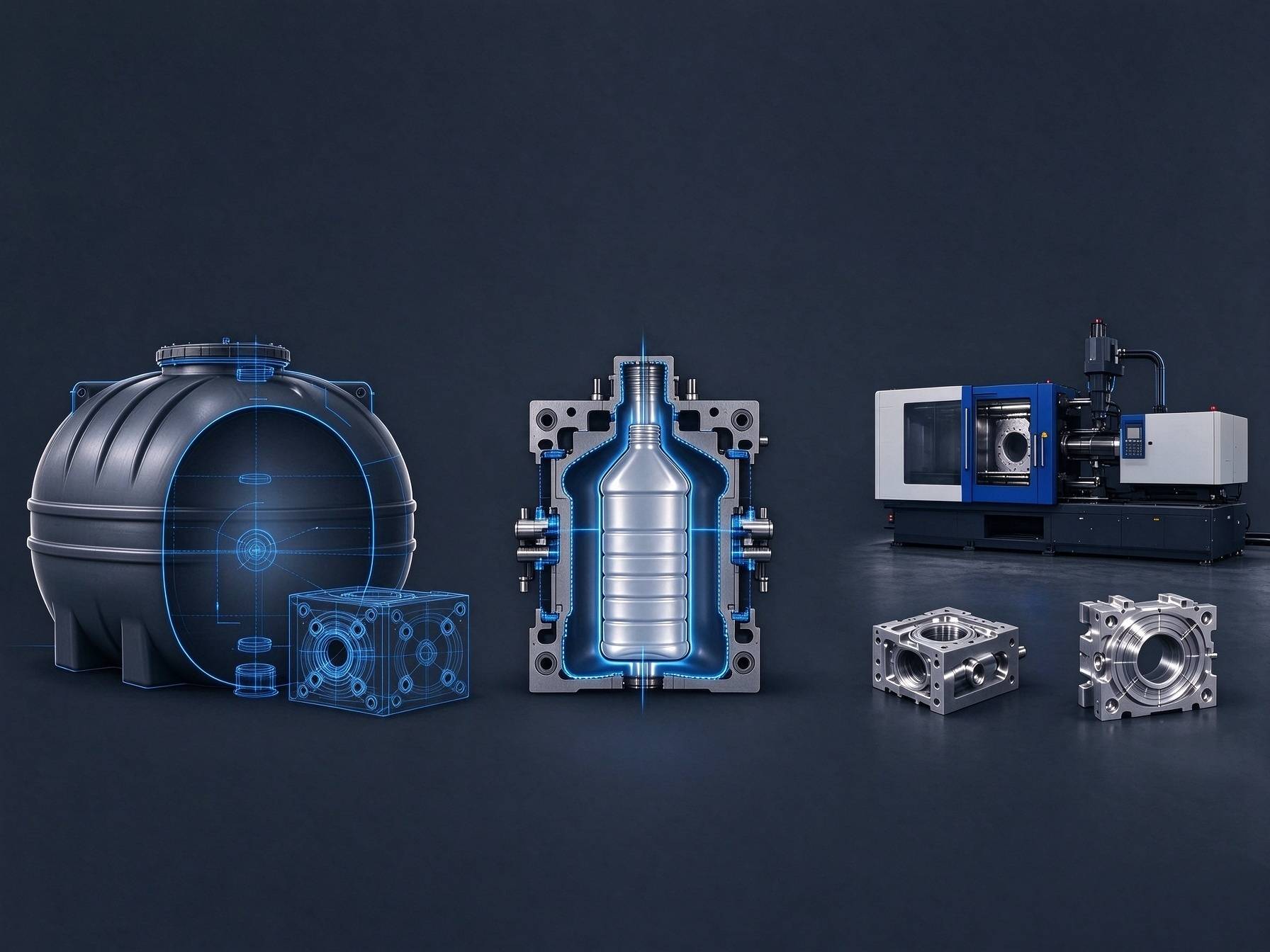 Rotomolding vs Blow Molding vs Injection Molding: How to Select Polymer Processing Technology for Custom Plastic Components