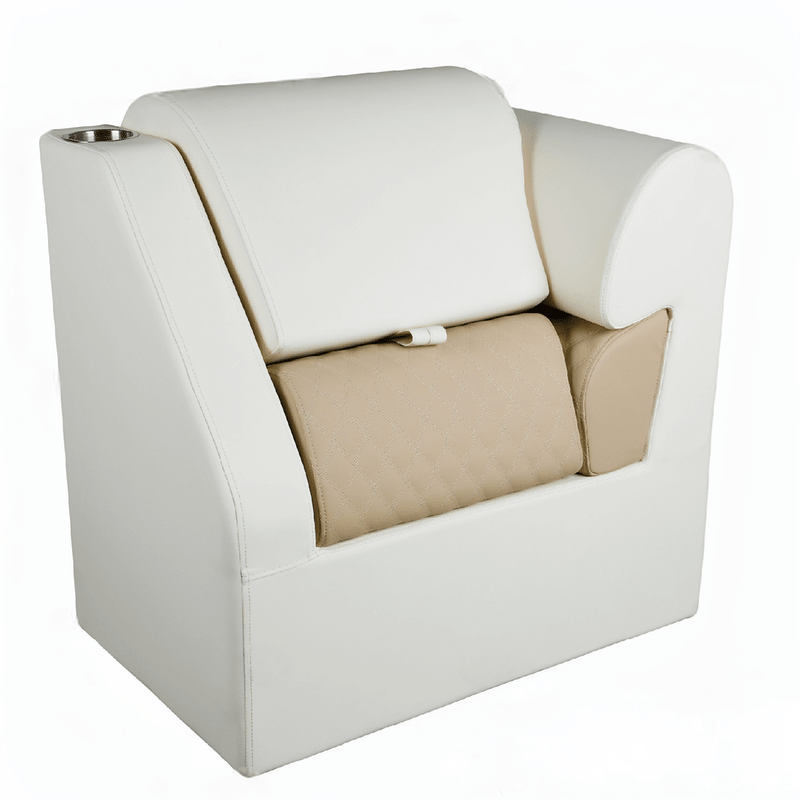 Pontoon boat seat lean-back lounge, left side view